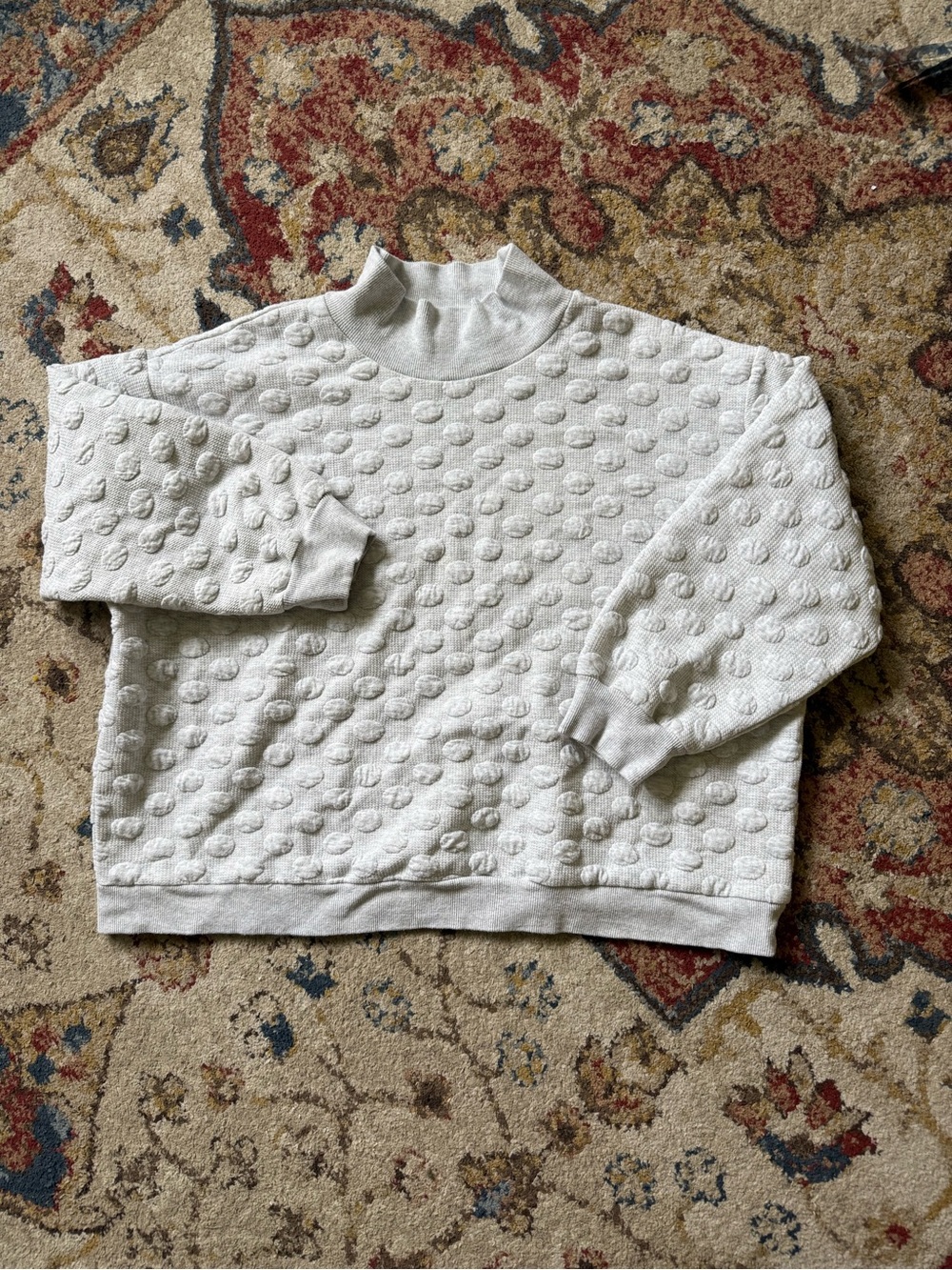 Roolee Bubble dot Mock Neck Sweater Light Grey sweatshirt crewneck